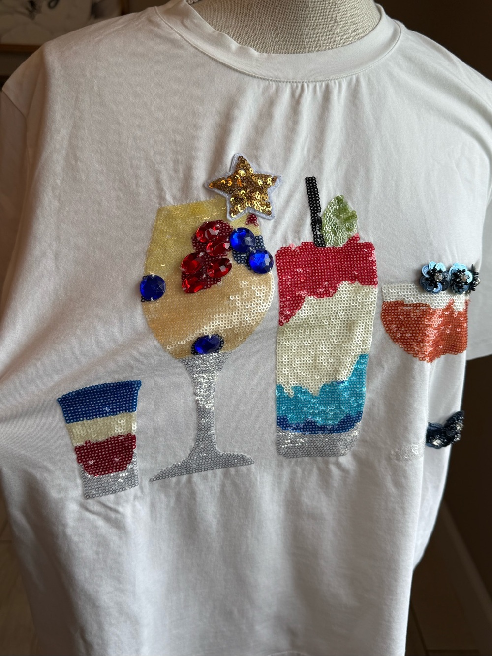 QUEEN OF SPARKLES Rum, Wine, and Blueberry Cocktail Short Sleeve Tee - Picture 3 of 10